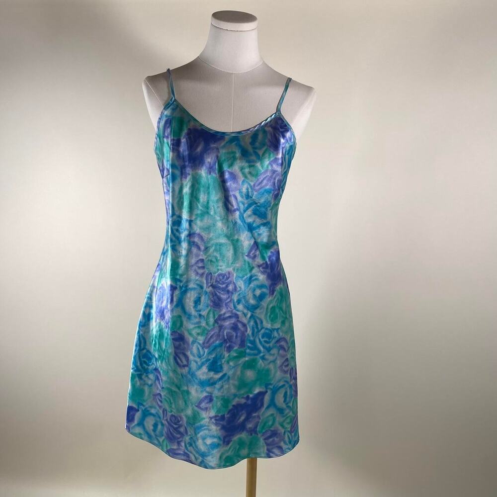 Vintage blue floral slip dress